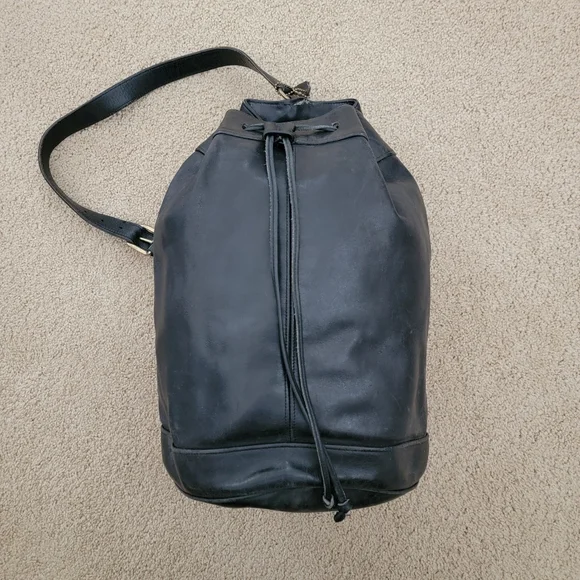 Coach | Bags | Coach Black Leather Single Strap Backpack  display picture 2